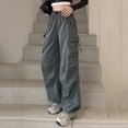 thumbnail image 5 of Rovga Women Pants Fashion Cargo Pants Drawstring Fashion Pants Drapey Sports Wide Leg Pants Comfy Bottoms, 5 of 7
