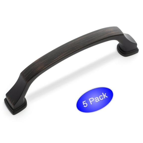 5 Pack - Cosmas 1489-96ORB Oil Rubbed Bronze Modern Cabinet Hardware Handle Pull - 3-3/4" Inch (96mm) Hole Centers
