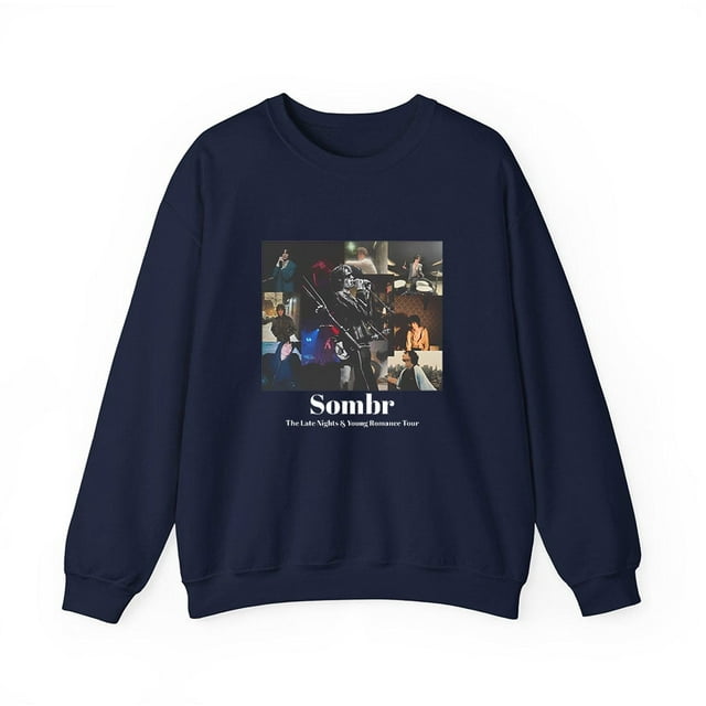 Sombr Merch The Late Nights & Young Romance Tour Chandail Molletonné à Col Rond Unisexe Hommes Femmes Manches Longues