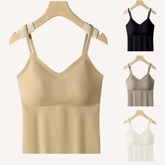 Women's Seamless Camisole Bras Fixed Shoulder Straps Solid Color Tank Top Cami Lingerie Lightweight Breathable Underwear for Summer Casual Wear | CSEONE,Black XL