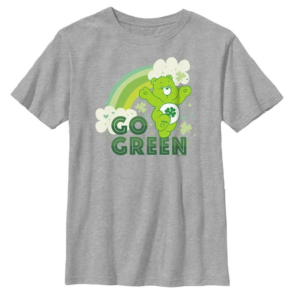 Boy's Care Bears St. Patrick's Day Good Luck Bear Go Green  Graphic Tee Athletic Heather Medium