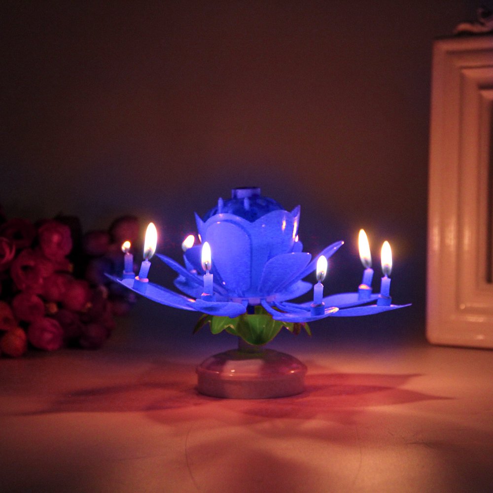 Musical Flower Birthday Candle Rotating Flower Candles with Happy