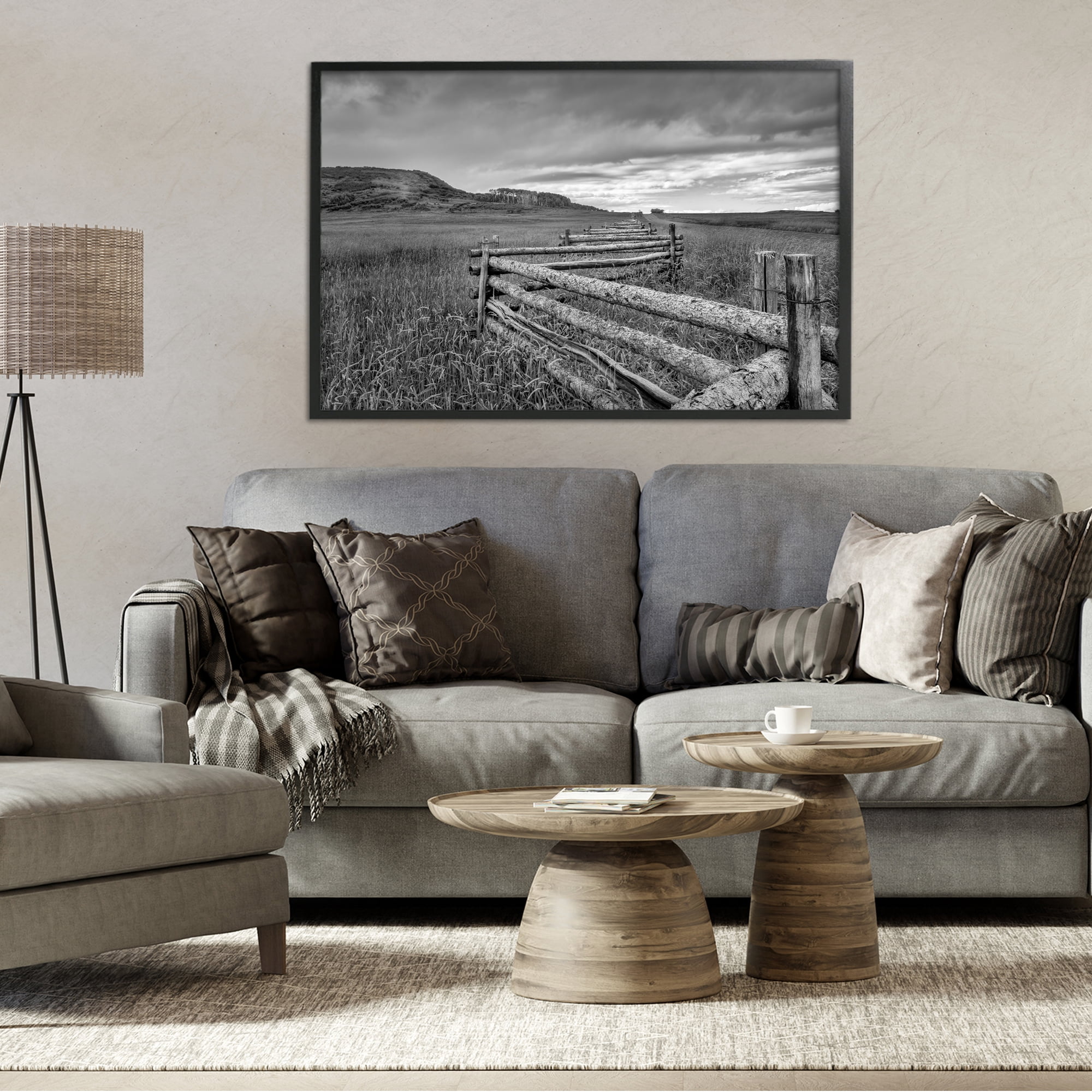 Stupell Industries Weathered Fence to Distant Horizon Black Framed Giclee Art, design by Jon Evan