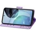 thumbnail image 4 of Wallet Case for Motorola G72,3D Butterfly Pattern PU Leather Flip Phone Case with Magnetic Clasp and Cash Card Slots Holder Holster for Moto G72, HZD Rhinestone Light Purple, 4 of 18