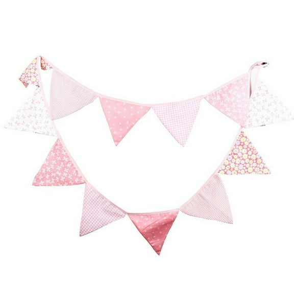 KALLORY 12Pcs Cotton Pennant Party Decorations Hanging Flags For Indoor Outdoor Use 7X6.3In
