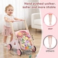 thumbnail image 2 of 2 in 1 Wooden Baby Walker and Activity Center for Girls Boys Sit-to-Stand Learning Toy Kids Montessori Educational Push Toys with Music Detachable Busy Keyboard for Toddlers Pink, 2 of 7
