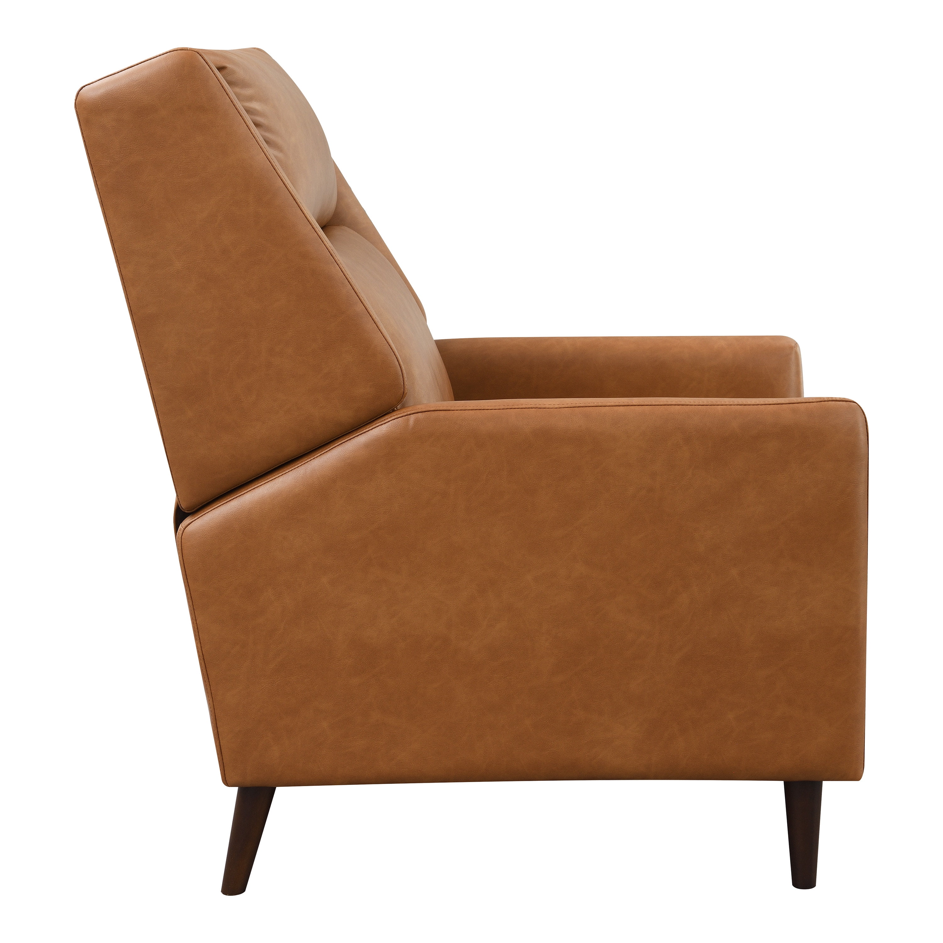 Furniture of America Bonny Modern Faux Leather Manual Push Back Recliner, Brown