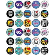 30 x Edible Cupcake Toppers Themed of 90s Party Collection of Edible Cake Decorations | Uncut Edible on Icing Sheet