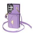 thumbnail image 3 of Feishell Crossbody Wallet Case for Samsung Galaxy S25 Ultra, PU Leather Lanyard Shoulder Strap Wallet Case with Card Holder, Shockproof Full Protection Flip Kickstand Phone Case, Purple, 3 of 11