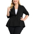 thumbnail image 5 of Agnes Orinda Women's Plus Size Blazer Button Notch Panel Ruffle Peplum Blazers 2X Black, 5 of 7