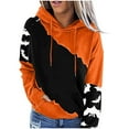 thumbnail image 1 of Lilgiuy Fashion Woman O-Neck Long Sleeve Halloween T-Shirt Patchwork Hooded Pocket Blouse Tops, 1 of 4