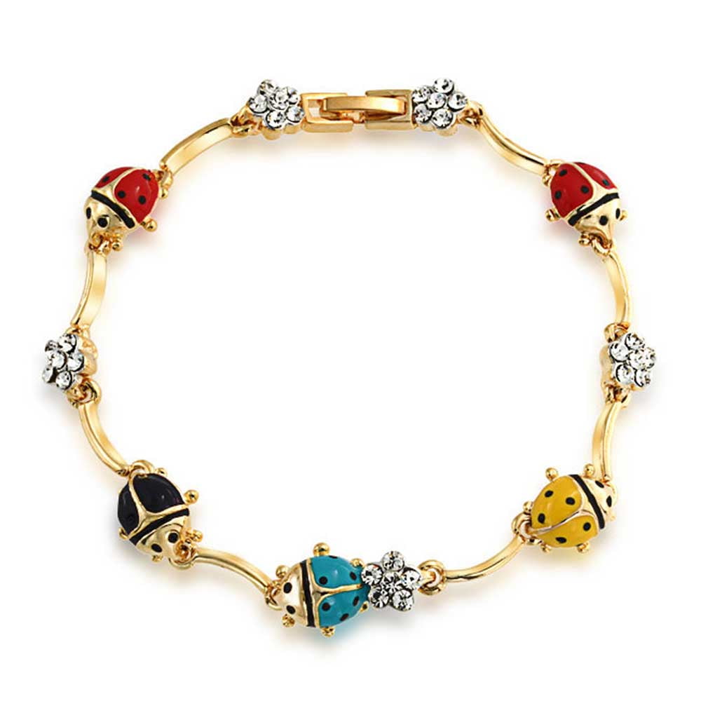 Bling Jewelry Colorful Good Luck Garden Lucky Ladybug Link Charm