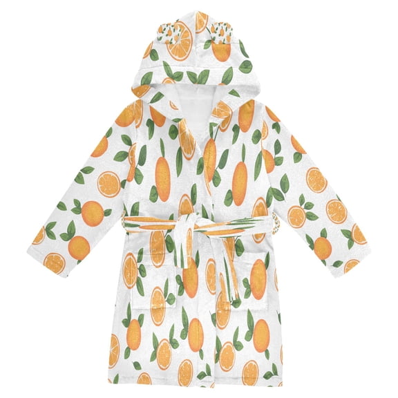 FORMRS Niños Bathrobe Unisex Hooded Robe Soft Plush Pajamas Sleepwear, Size 2-3T, Orange
