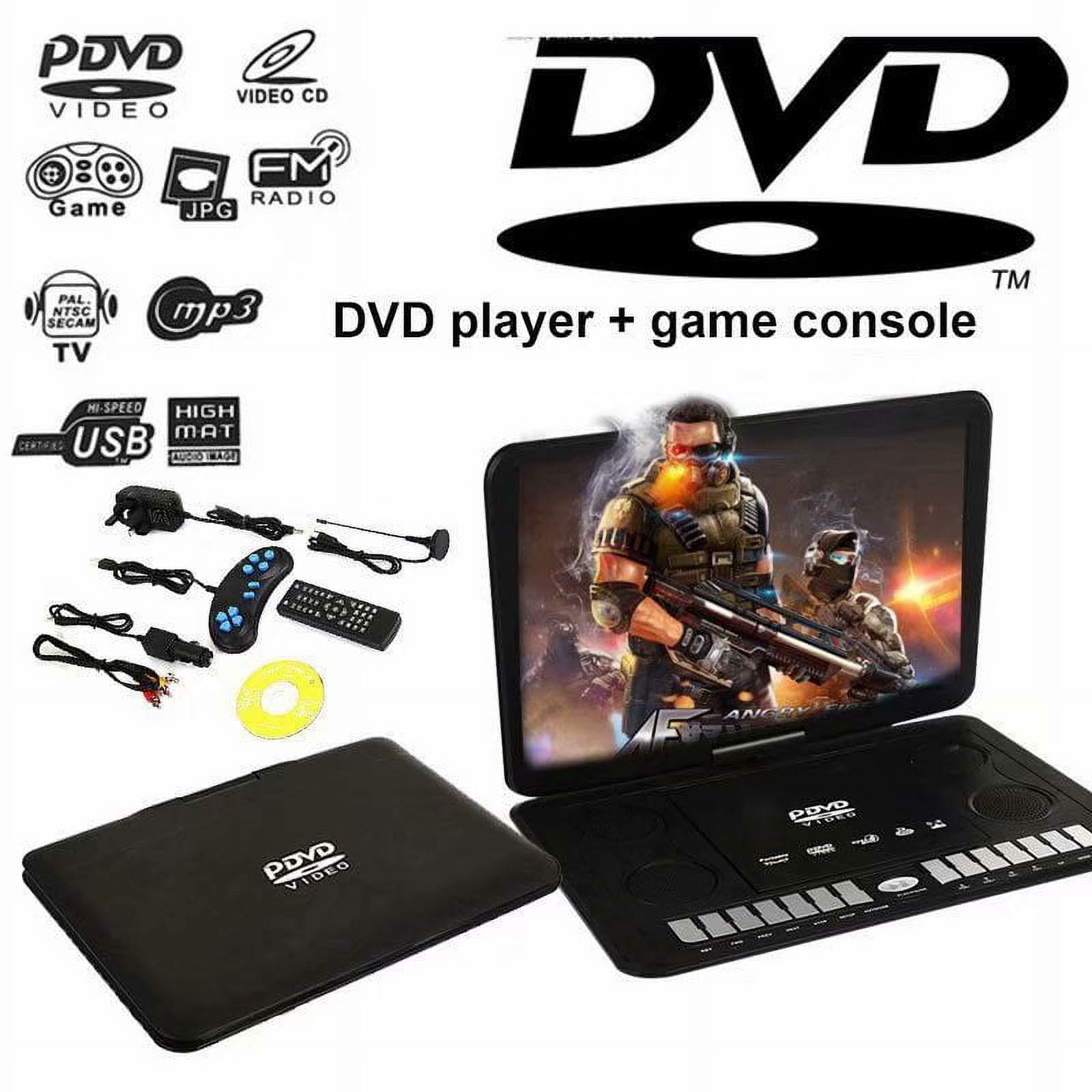  13.9 Portable DVD Player, Mini Car CD TV/Game Function  270°Swivel DVD Media Player 800x480 Resolution 10.1 LCD Screen Support USB  and SD Card with 800mAh Rechargeable Battery for Car/Home(Black) :  Electronics