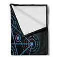thumbnail image 2 of Pentacle Soft Flannel Fleece Throw Blanket, Line Art Style Gradient Colorful Elements of Geometry Star, Cozy Plush for Indoor and Outdoor Use, 70" x 90", Black Blue and Pink, by Ambesonne, 2 of 5