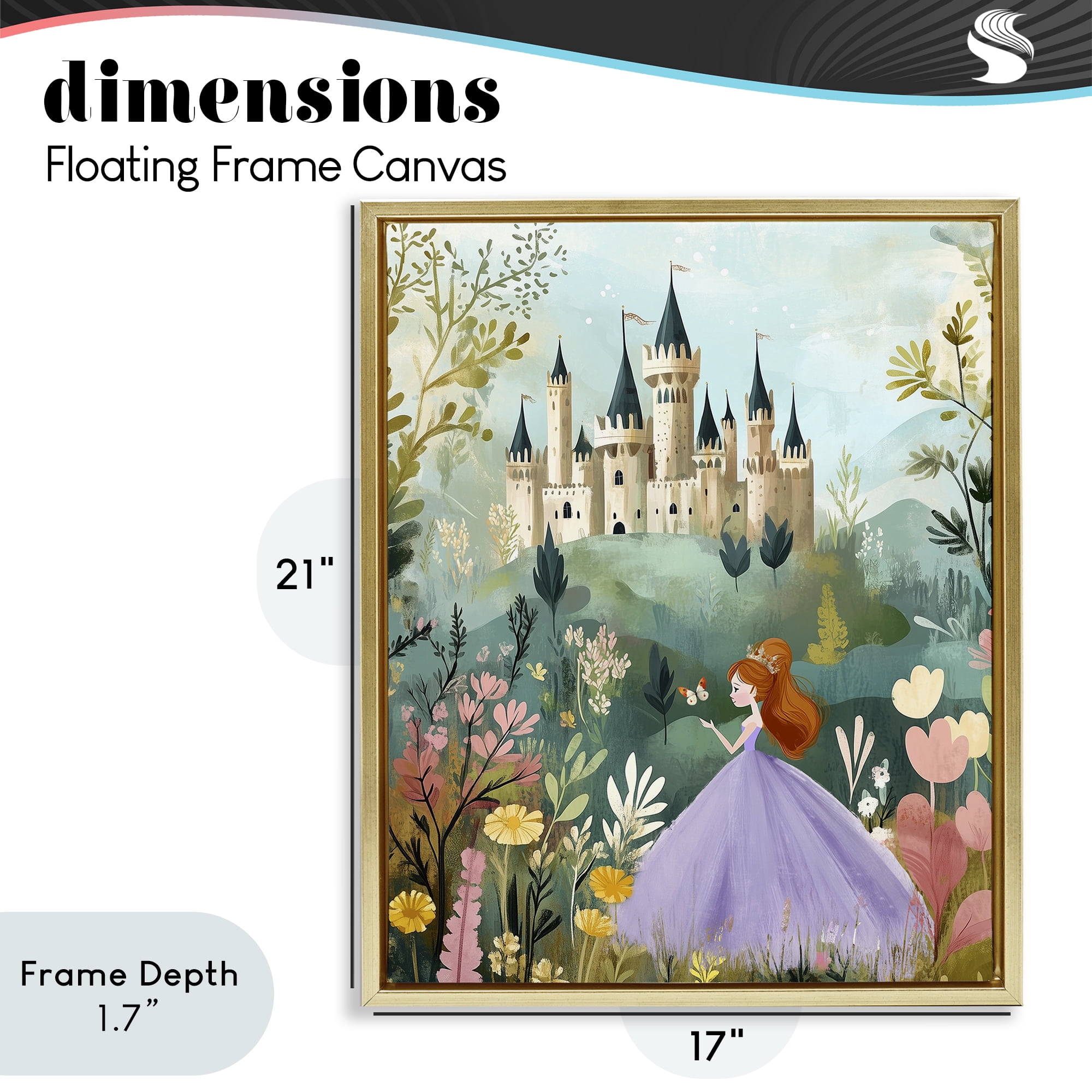 Stupell Industries Princess Day Out Gold Framed Floater Canvas Wall Art, design by Christine Simpson Art