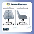 thumbnail image 4 of Serta Chloe Modern Office Chair Pleated Mid-Back Chrome Metal Base Blue Velvet, 4 of 11