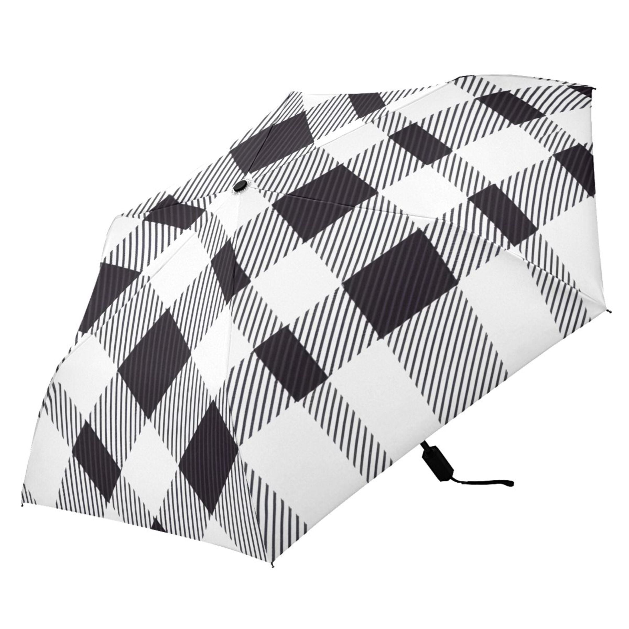 ALAZA Buffalo Checkered Grid UPF 50+ Compact Folding Umbrella for Rain Travel Umbrella Packable