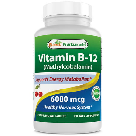 Best Naturals Vitamin B-12 as Methylcobalamin (Methyl B12), 6000 mcg 120 Sublingual