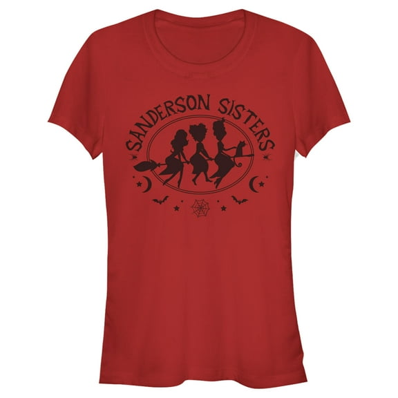 Junior's Hocus Pocus Sanderson Sisters Broom Silhouette Graphic Tee Red Large