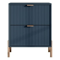 Maklaine Modern 2-Drawer Nightstand Bedside Table End Table Furniture - Navy