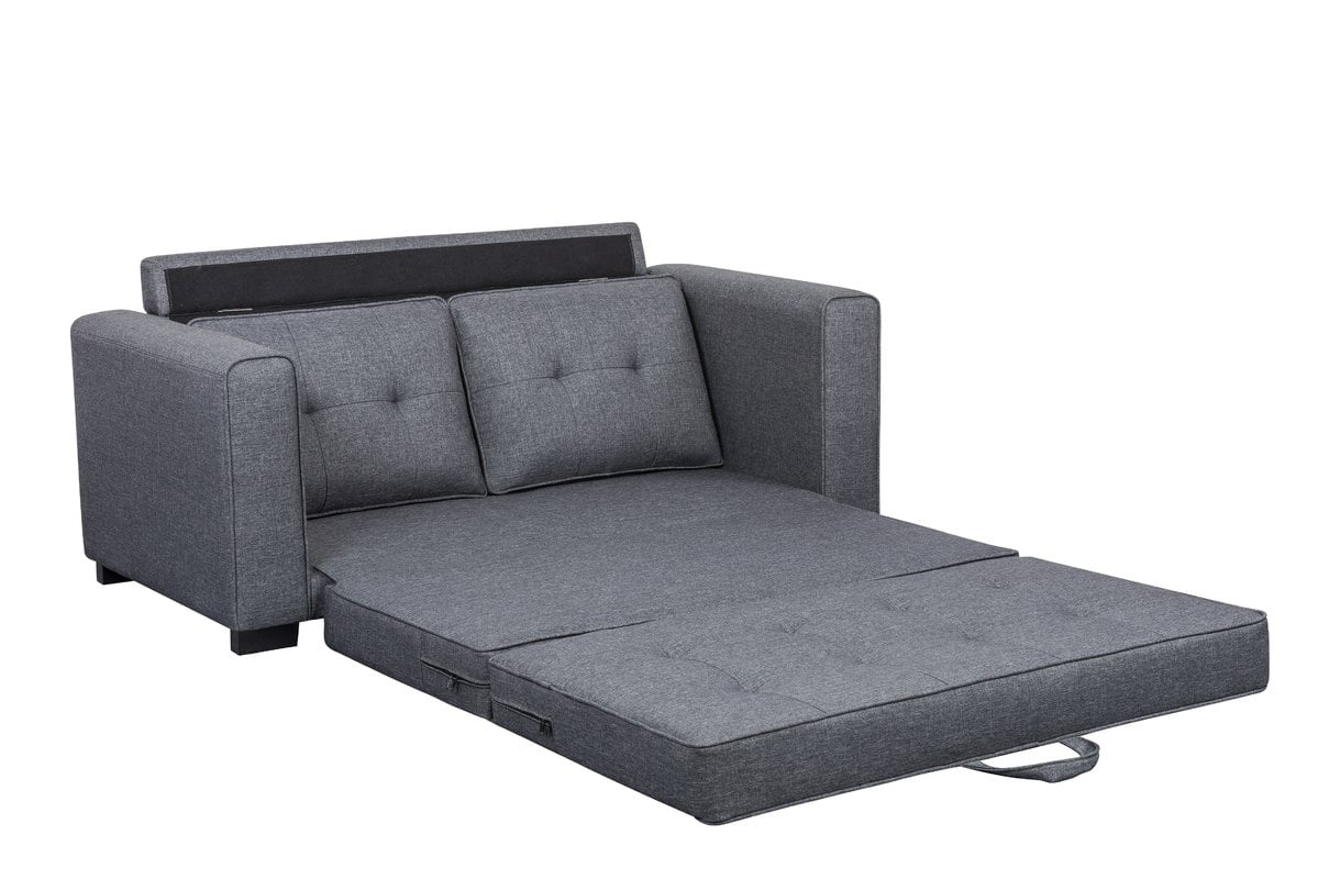 US Pride Furniture Franco Convertible Sleeper Loveseat, Dark Gray