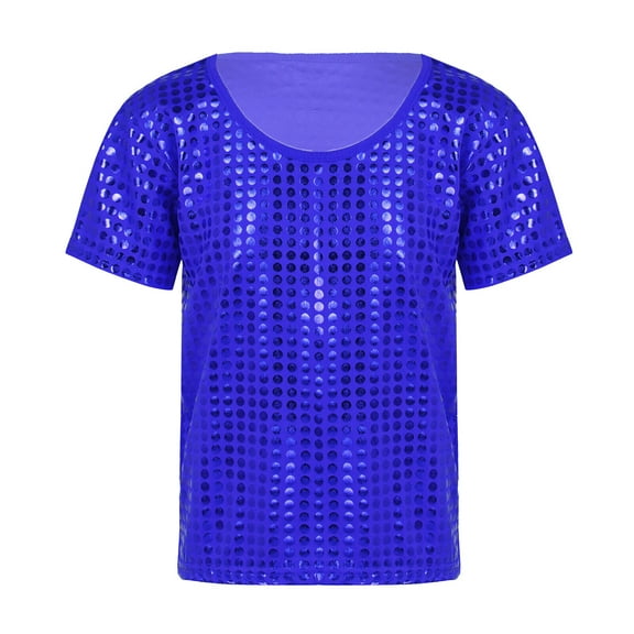 WOYY Toddler Girls Sequin Glitter T-Shirt Short Sleeve Party Carnival T Shirt, Sizes 4-7