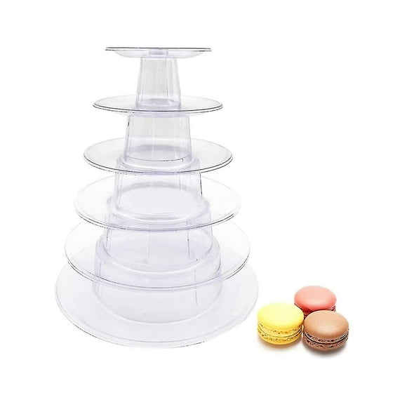 6 Tier Round Plastic Macaron Tower Stand Macarons Holder Macaroon Cake Tower Display Stand For Dessert Display