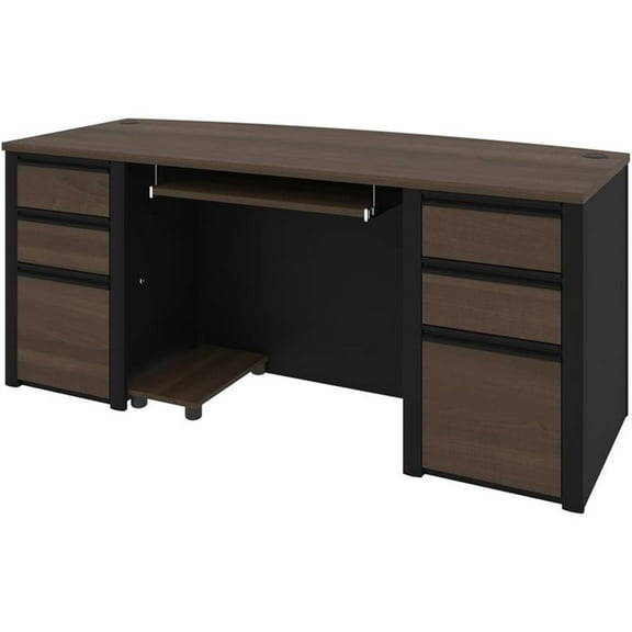 Pemberly Row Contemporary 72" Executive Desk in Antigua and Black