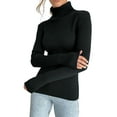 thumbnail image 1 of Suéteres Acanalados para Mujer, Lindos Suéteres de Punto de Cuello Alto, Ajustados y Cálidos Negro un Tamaño, 1 of 10