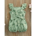 thumbnail image 2 of Baby Girl's Romper, Ruffle Sleeveless Bowknot Decoration Floral Printed One Piece Sling Romper, 2 of 9