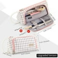 thumbnail image 5 of CICIMELON Large Capacity Pen Pencil Case Simple Pencil Pouch Stationery Bag Holder White, Plaid, 5 of 8