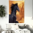 thumbnail image 3 of Horses Tapestry, Portrait of Galloping Friesian Horse with Hot Sun Rays Intensity Honor Grace Theme, Wall Hanging for Bedroom Living Room Dorm Decor, 40W X 60L Inches, Black Orange, by Ambesonne, 3 of 5