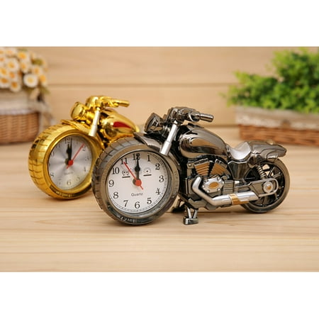 PBPBOX Golden Vintage Motorcycle Alarm Clock Quartz Accurate Timekeeping Unique Home Decor