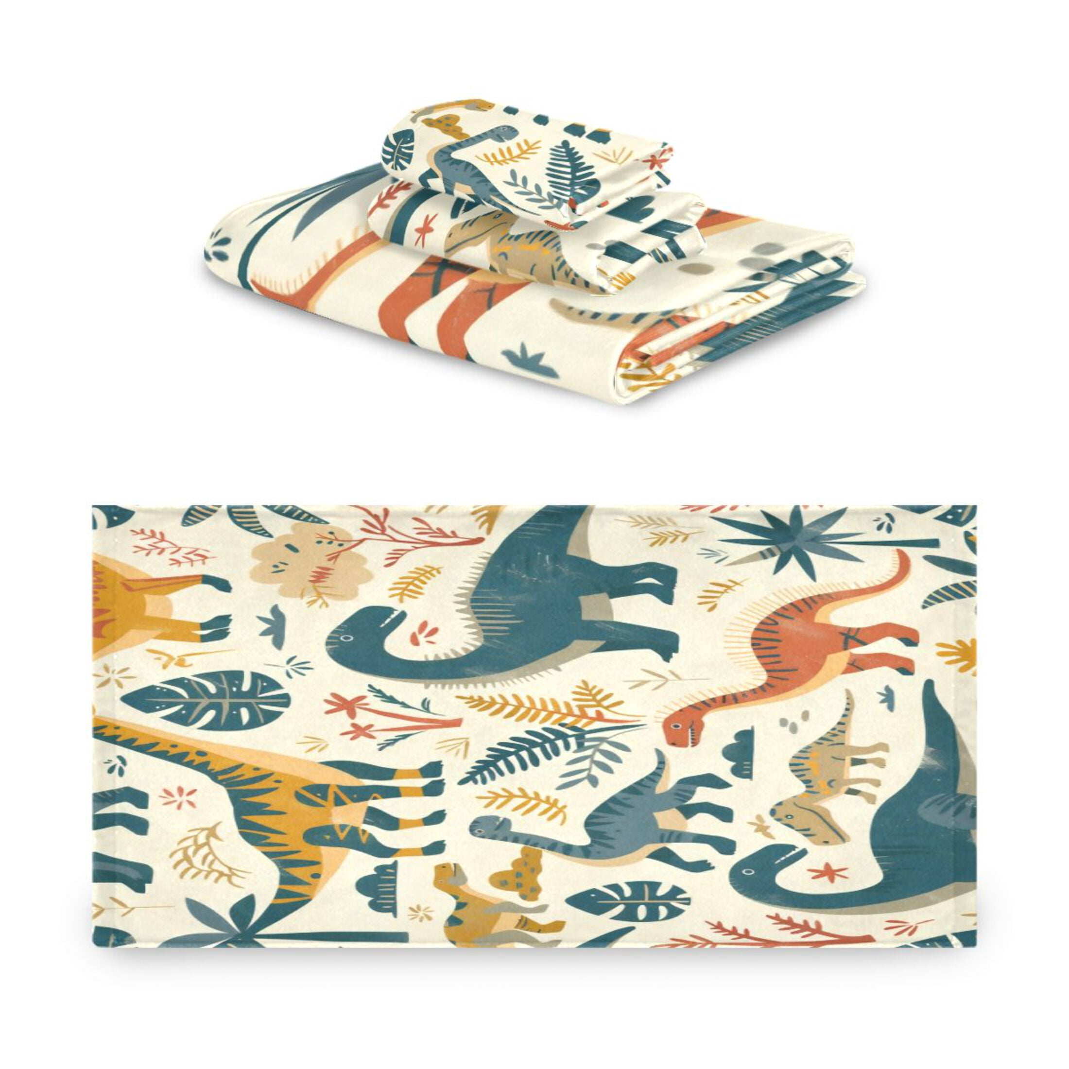 Three-Piece Towel Set Face Towel Towel Set Hand Towel Bath Towel Cotton Bath Towels Bath Towel Sets Hand Bath Towels Green Dinosaur