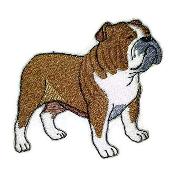 Custom Dog Portrait (Bulldog) Embroidery Iron On/Sew Patch [4.5" x 4"]
