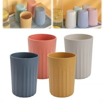 10 OZ Wheat Straw Cup with Smooth Lines HYG Lightweight Plastic Drinking Cup Unbreakable Tumblers Reusable Toothbrush Cup for Water Juice Tea, Home Party Picnic Supplies (4 Pcs Multicolor)