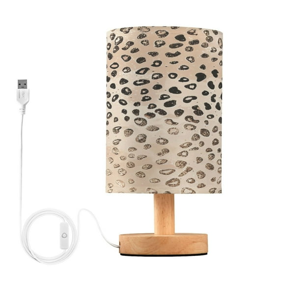 Plain Cheetah Glitter Print Bedside Table Lamp Desk Warm Lights with USB Charging Port Cylinder LED Lamps for Bedroom Living Room Office