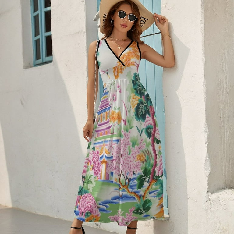 Chinese Style Pattern Color Sleeveless Dress Summer Women Clothes Dress for  Pregnant Women Dresses - Walmart.com