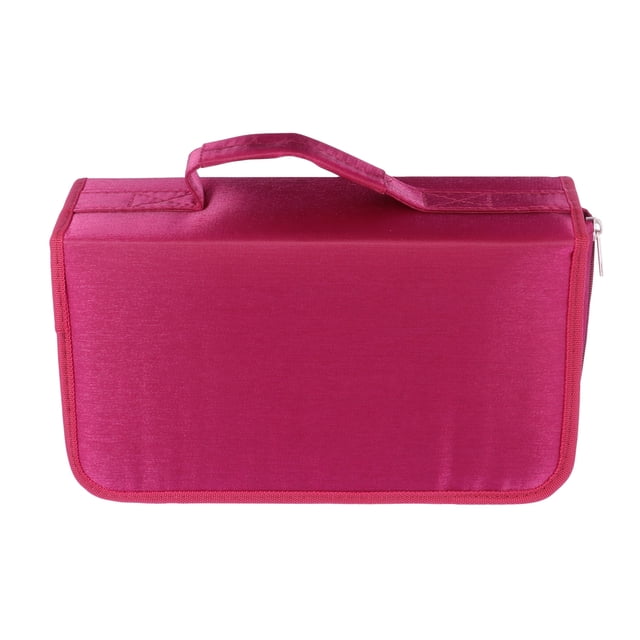 Pochette de Rangement pour CD en Tissu Mercerisé 128 Pcs Grande Capacité Sac à CD Portatif Fournitures de CD Mode (Rouge)