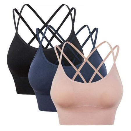 

3 Pack Women s Ribbon Cross Back Sports Bra Fast Dry Shockproof Running Fitness Underwear
