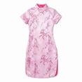 thumbnail image 4 of Mercatoo Girls Chinese Qipao Dress 𝐅loral Short Sleeve Slim Fit Cheongsam Dresses New Years Outfits Tradtional Clothing Performance, 4 of 4