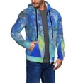 thumbnail image 2 of Wukai Peacock Print Men's Zip-Up Hoodie,Fleece Full-Zip Hoodie for Men, Hooded Sweatshirt-X-Large, 2 of 5