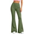 thumbnail image 2 of Ovbmpzd Women’s Yoga Pants Petite Tummy Control Flare Army Green Leggings Casual Long Mid Waist Leggings,XL, 2 of 6