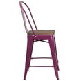 thumbnail image 5 of Flash Furniture 24" High Purple Metal Counter Height Stool with Back and Wood Seat, 5 of 7