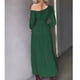 thumbnail image 4 of Vestido, Color Puro Vestido Largo Manga Farol Dobladillo Con Volantes Para Vacaciones ANGGREK Otros, 4 of 7