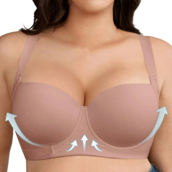 Plus Size Underwire Bra for Women Push-up Support Large Bust Everyday Comfortable Bra Ladies Underwear (46C, Pink)