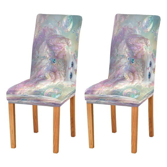 BZSMCE Chairs Slipcovers Dining Chair Covers Lovely White Blue Eyes Cat Creative Pattern