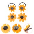 thumbnail image 3 of pinzas para el pelo con forma de girasol de imitación, pinzas laterales de tela con flores, bandas para el pelo para niños, pinzas y lazos para el pelo (2 unidades cada una), 3 of 6