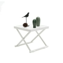Outdoor Folding Table for Patio Square Side Table Portable Aluminum Tables Foldable End Table,White